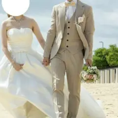 【美品】Confetti タキシード 3点セット ベージュ スリーピース 結婚式