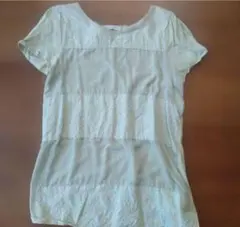 chocolat raffine 刺繍 半袖Tシャツ ベージュ