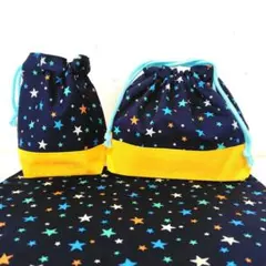 大きめ　お弁当袋セット　ハンドメイド　星柄