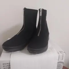 ジッパー付きブラックブーツ 23.0cm晴雨兼用