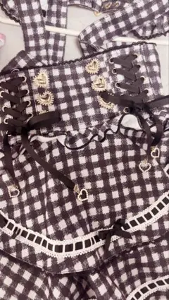 LIZLISA はしごリボンギンガムティアードスカパン ブラック