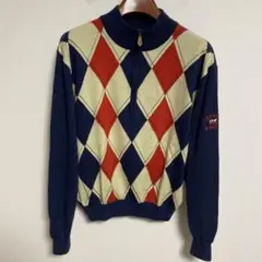 CUTTER & BUCK アーガイルセーター ハーフジップ L
