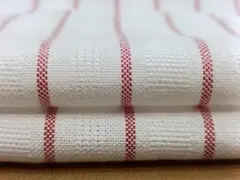 A384・綿100％・ストライプ柄・オフ白/赤系3m