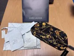 ESTEE LAUDERノベルティ　キルティングポーチ、洗顔用ヘア&アームバンド