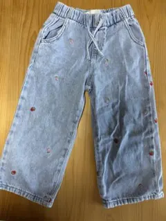 ZARA キッズ デニムパンツ 98cm いちご刺繍