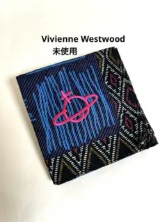 未使用ヴィヴィアンウエストウッド ハンカチorプチスカーフ 膝掛け 総柄ロゴ刺繍