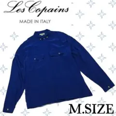 b33〚Les Copains〛 シルク長袖シャツ ブルー Mサイズ イタリア製のサムネイル