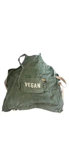 カーキ エプロン VEGANロゴ ポケット付きのサムネイル