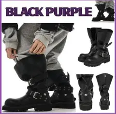 BLACK PURPLE エンジニアブーツ 厚底 スタッズ - メルカリ