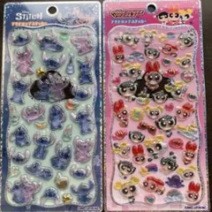 スティッチ & パワーパフガールズ プチドロップステッカー