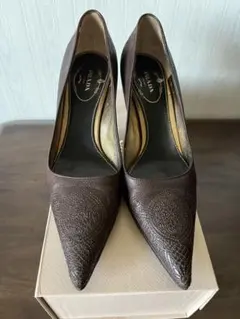 PRADA ブラウン レザー ハイヒール