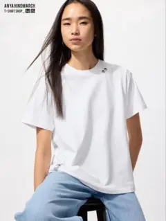 ユニクロ アニヤ・ハインドマーチ ボクシーTシャツ ホワイト Mサイズ 半袖のサムネイル