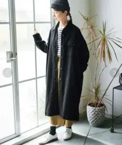 Sunny clouds コートになったシャツ レディース ブラック アウター