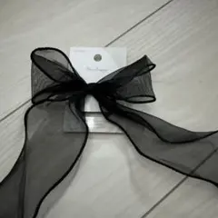 シフォンブラックリボンヘアゴム　ヘアゴム　シュシュ