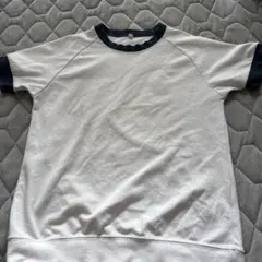 ホワイトラグランTシャツ ネイビー襟付き