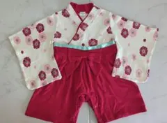 袴ロンパース 花柄 女の子 80センチ