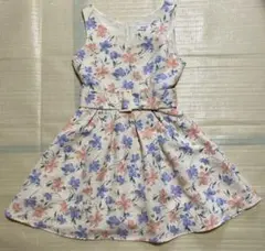 dazzlin ベルト付きフローラルボリュームワンピース