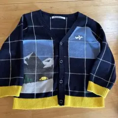 familiar カーディガン 100cm ネイビー/イエロー