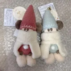 ディズニー リルリンリン ぬいぐるみバッジ 赤 水色 ミッキー クリスマス