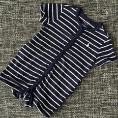 【ラルフローレン】ストライプ ボディスーツ　前開き 6M(70cm) 紺ｘ白