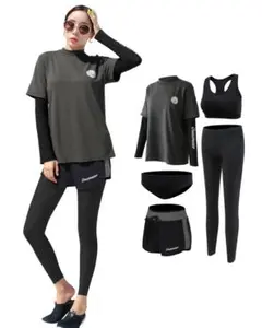 ラッシュガード 上下 5点セット 水着 レディース UPF50+ (XL)