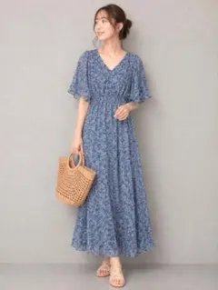 31sons de mode 配色切替小花柄ワンピース 36 ブルー - メルカリ