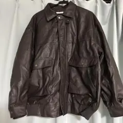 モノマート　オーバーサイズヴィンテージライクブルゾン　レザージャケット　L