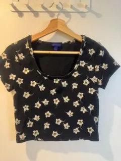 AEROPOSTALE 花柄 半袖Tシャツ ブラック M