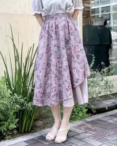 axes femme⭐︎クラシカルローズ⭐︎アシメスカート⭐︎くすみピンク系⭐︎花柄