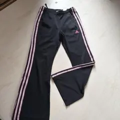 adidas 黒 ピンクストライプ ジャージ