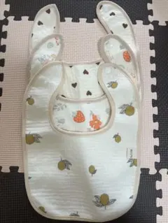 ベビー用 スタイ ガーゼ素材 フルーツ柄 スナップボタン式