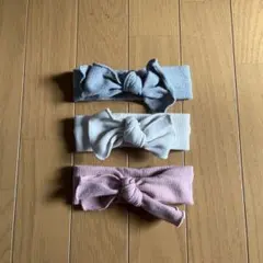 【最終価格】リボン付きヘアバンド3色セット　ベビー