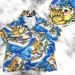 虎柄レーヨン開襟シャツ⭐︎和柄 タイガー アロハ ヴィンテージ古着 90s 日本製のサムネイル