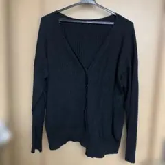 GU リブ編み ブラック Vネック カーディガン