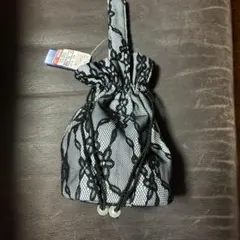 レース 巾着バッグ ブラックタグ付き大人かわいい