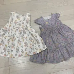 petit main 花柄ノースリーブワンピース2点セット100 本日限定値下げ