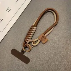 ブラウンスマホハンドストラップ