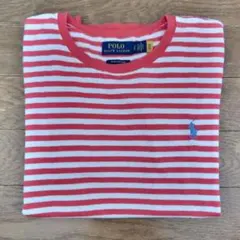 POLO ラルフローレン 半袖Tセーター ピーマコットン 赤白ストライプ S