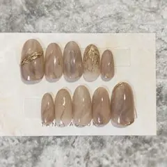 【1点限り】ブラウンニュアンス×ミラーネイルチップ✧*。