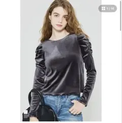 coca シャーリングベロアトップス　チャコール