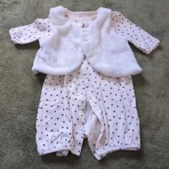 水玉模様 ロンパース　ファーベスト　ベビー服