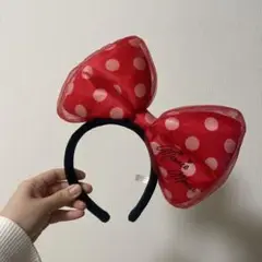 ディズニー ミニー ビックリボンカチューシャ 水玉 赤 リボン