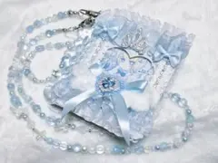 水色 キーホルダー ビーズキーホルダー ストラップ ネックストラップ