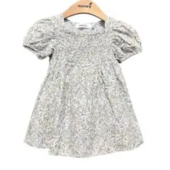 【SLAP SLIP】小花柄パフスリーブワンピース バックリボン 90 極美品
