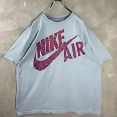 レア NIKE ビッグロゴ ナイキ Tシャツ 水色 スポーツ 90年代 00年代