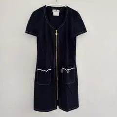 ジバンシーGIVENCHY 半袖ジップアップ ワンピース ネイビー　ヴィンテージのサムネイル