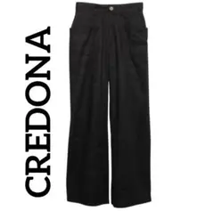 CREDONA　クレドナ　リネン混　ワイドストレートパンツ　ハイウエスト