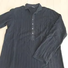 COMME CAISM黒 ストライプ 長袖シャツ Lサイズ