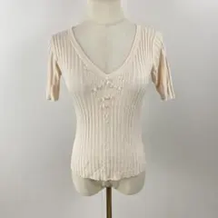 訳あり Cara カーラ リブニット トップス ビジュー付き シルク カシミヤ混のサムネイル
