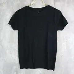 【タキヒヨー】黒のデザインニットトップス　サマーニット　Ⅿ　シンプルキレイ目